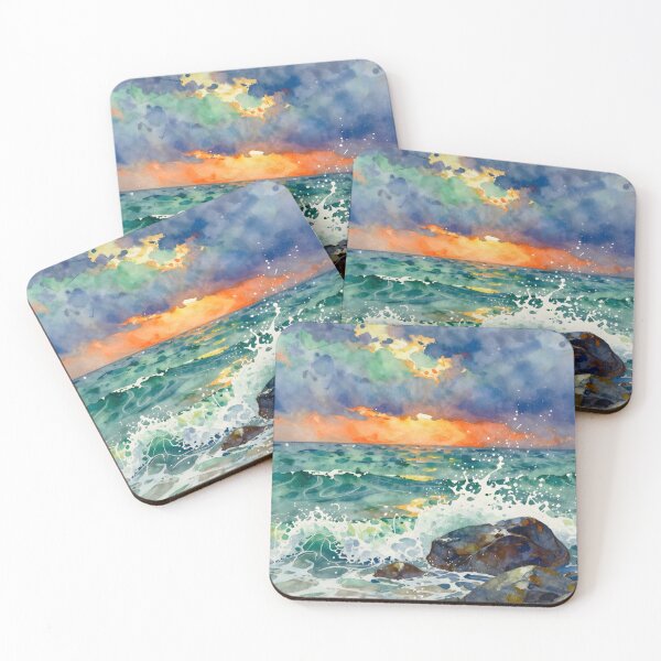 Item preview, Ocean Waves and Sunset  designed and sold by Serene Strokes Art.