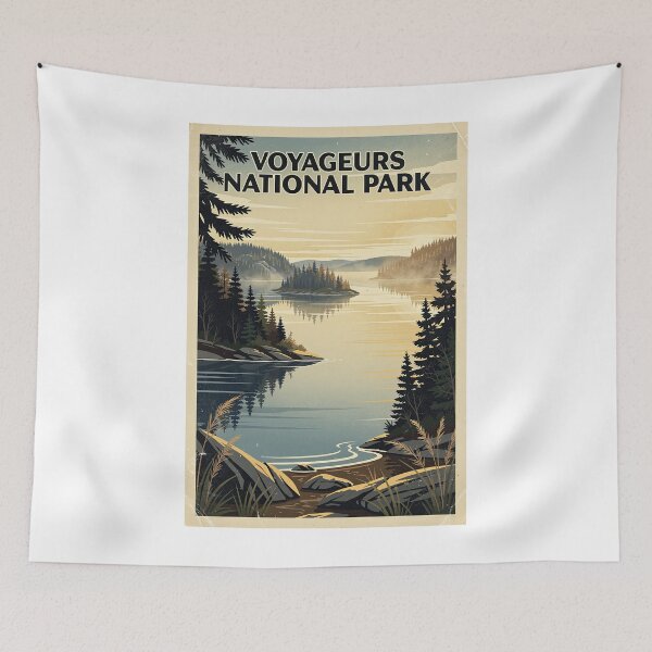 Item preview, Voyageurs National Park Vintage Travel Art designed and sold by Teelogic.