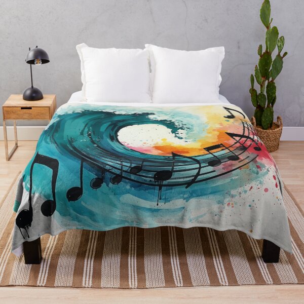 Item preview, Ocean Wave Music Art – Turquoise Sea & Musical Notes Comforter. designed and sold by fbtrisha.