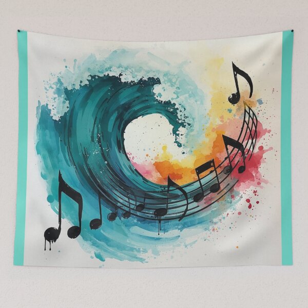 Item preview, Ocean Wave Music Art – Turquoise Sea & Musical Notes Comforter. designed and sold by fbtrisha.