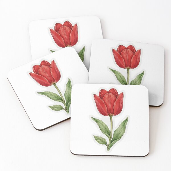 Item preview, Single Red Tulip | Vintage Botanical Tulip Illustration | Cottagecore Spring Sticker designed and sold by FineLineBotanical .