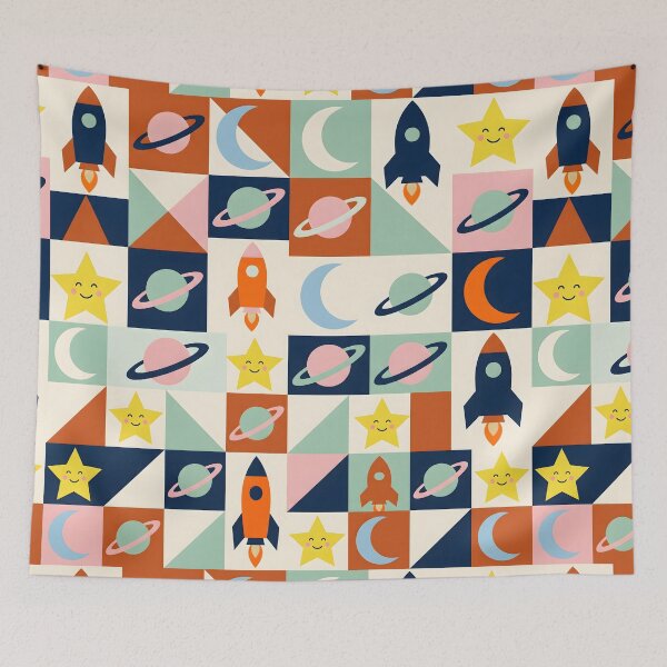 Item preview, Mid-Century Nordic Space Pattern - Geometric Cosmic Folk Art designed and sold by ShabanMerch⭐⭐⭐.