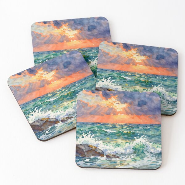 Item preview, Seascape Sun Rays and Ocean Waves designed and sold by Serene Strokes Art.