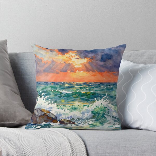 Item preview, Seascape Sun Rays and Ocean Waves designed and sold by Serene Strokes Art.