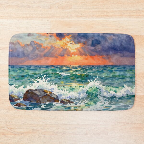 Item preview, Seascape Sun Rays and Ocean Waves designed and sold by Serene Strokes Art.