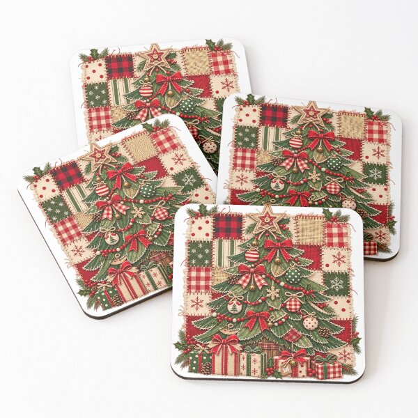 Item preview, Rustic Patchwork Quilt Christmas Tree Holiday Art    designed and sold by DesignArtist.ia.
