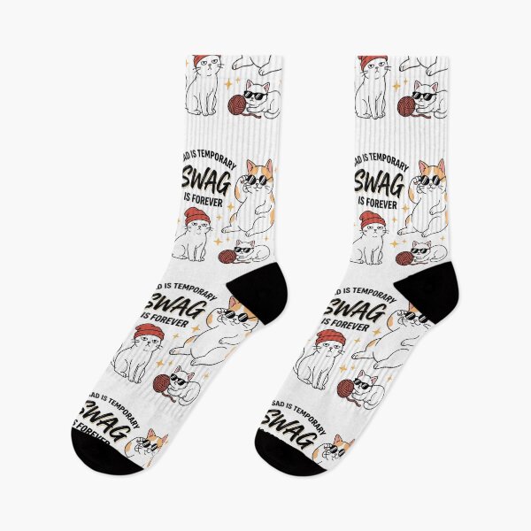 Item preview, Sad Is Temporary Swag Is Forever Cool Cats Sunglasses Streetwear Meme Illustration    designed and sold by raedattia.