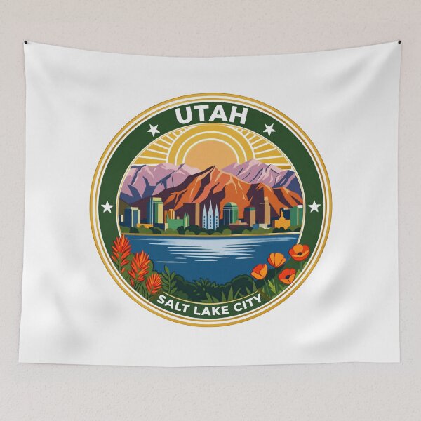 Item preview, Retro Salt Lake City Utah Travel Badge Vector Art designed and sold by GabeMountainArt.