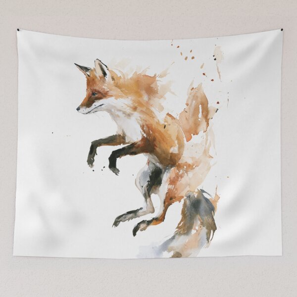 Item preview, Watercolor Leaping Fox  designed and sold by VelvetMeadow.