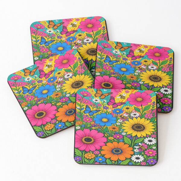 Item preview, Vibrant Pop Folk Art Flower Meadow Wall Art designed and sold by Nexus Space.