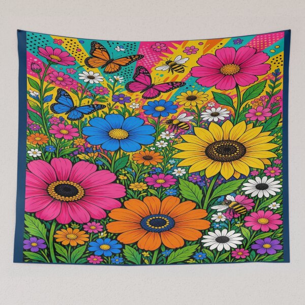 Item preview, Vibrant Pop Folk Art Flower Meadow Wall Art designed and sold by Nexus Space.