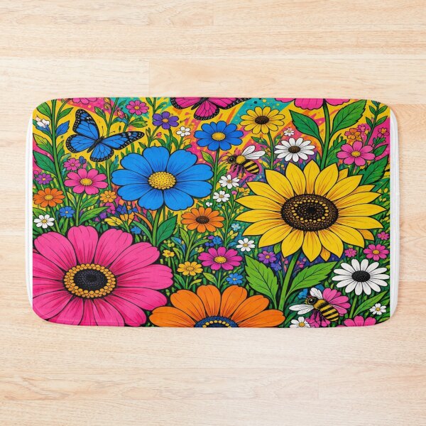 Item preview, Vibrant Pop Folk Art Flower Meadow Wall Art designed and sold by Nexus Space.