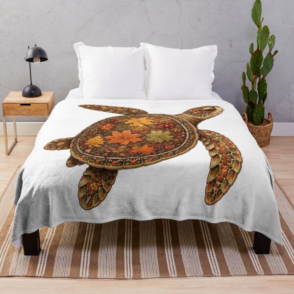 Item preview, Autumn Sea Turtle | Fall Leaves & Botanical Turtle Art | Ocean Autumn Collection designed and sold by Zaru Art Studio.