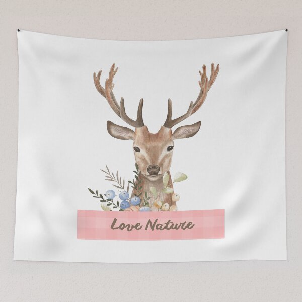 Item preview, Sweet Floral Deer – Soft Feminine Nature Girl Design designed and sold by PureHopeStudio.