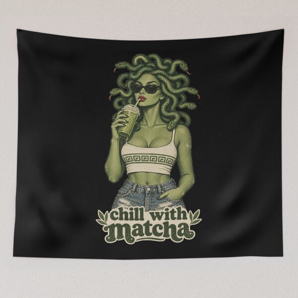 Item preview, Chill With Matcha Funny Medusa Vintage Aesthetic Gift designed and sold by Artycom.