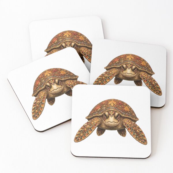 Item preview, Autumn Sea Turtle | Front View Fall Turtle Art | Ocean Autumn Collection designed and sold by Zaru Art Studio.