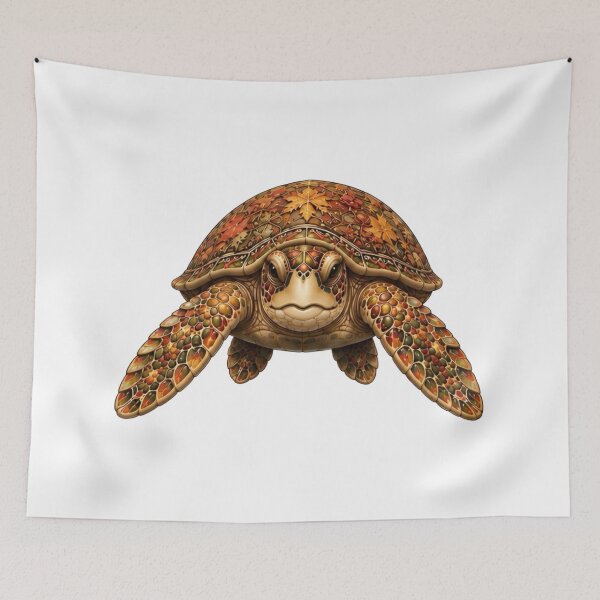 Item preview, Autumn Sea Turtle | Front View Fall Turtle Art | Ocean Autumn Collection designed and sold by Zaru Art Studio.