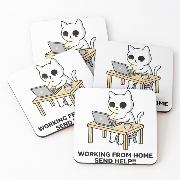 Item preview, Working From Home Send Help – Funny Cat At Laptop Deadpan Sticker designed and sold by its.shivang.