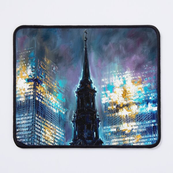 Item preview, Midnight Spires & City Lights - Atmospheric Oil Painting designed and sold by CleverCulture.