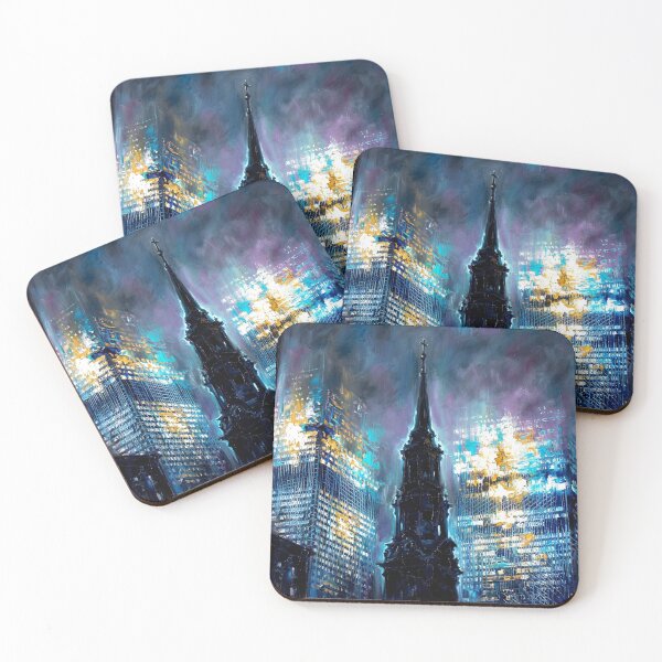 Item preview, Midnight Spires & City Lights - Atmospheric Oil Painting designed and sold by CleverCulture.