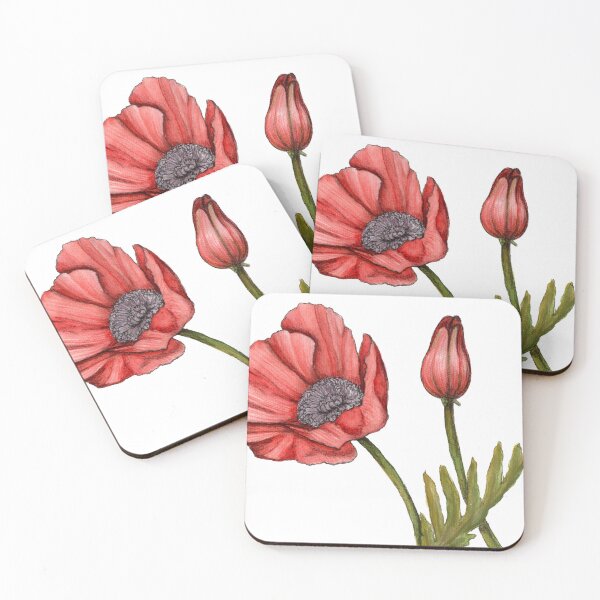 Item preview, Red Poppy Botanical Illustration designed and sold by Imagine Bee Studio.
