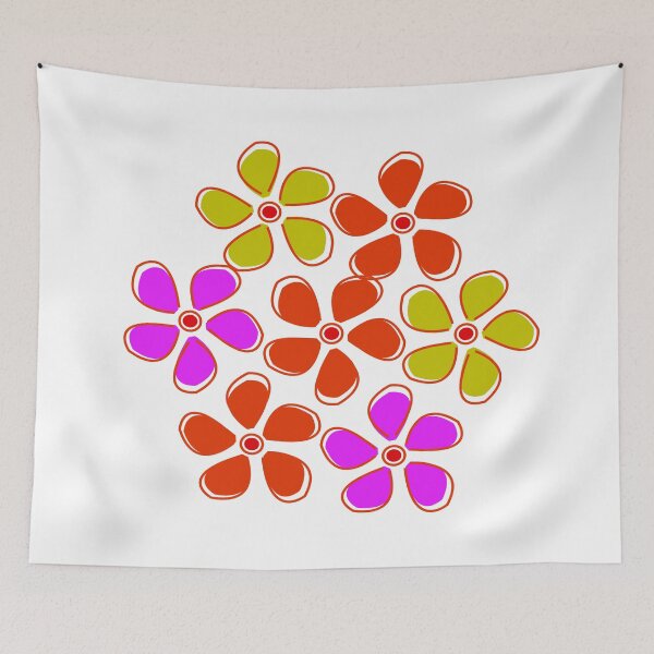 Item preview, Vibrant Retro Colorful Floral Cluster Vector Illustration designed and sold by Carftora786.
