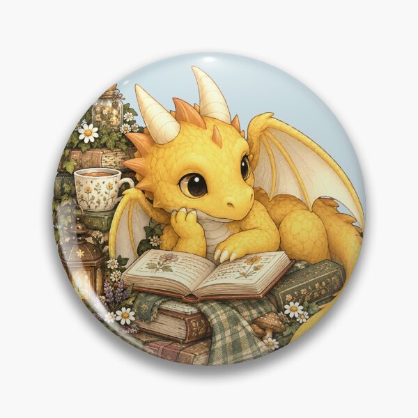 Item preview, Cozy Reading Dragon with Books Cute Cottagecore Fantasy Art designed and sold by Hatchling Hollow.
