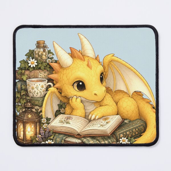 Item preview, Cozy Reading Dragon with Books Cute Cottagecore Fantasy Art designed and sold by Hatchling Hollow.
