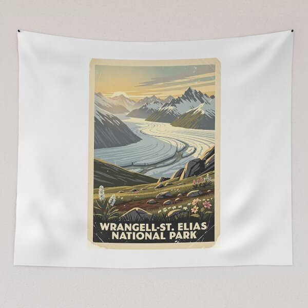 Item preview, Wrangell-St. Elias National Park Vintage Travel Art designed and sold by Teelogic.