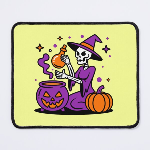 Item preview, Skeleton Witch Brewing Potion Cauldron Halloween designed and sold by SolutionsArt.