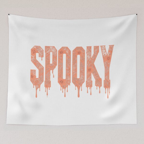 Item preview, Spooky Floral Lace Slime Dripping Orange Halloween Typography Art    designed and sold by DesignArtist.ia.