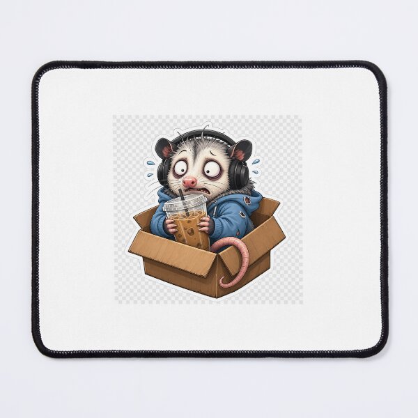 Item preview, Overstimulated Opossum with Iced Coffee – Cozy Chaos Die-Cut Sticker designed and sold by UmarCreates.