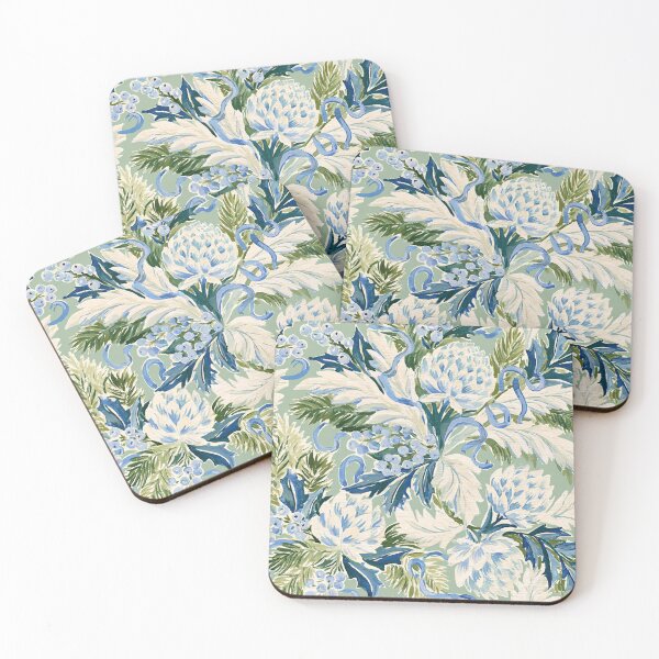 Item preview, Blue Botanical Winter Floral Watercolor Pattern designed and sold by TheVintageEdit.
