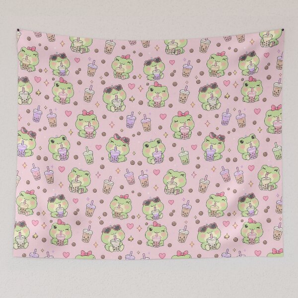 Item preview, Kawaii Frog Bubble Tea Pattern designed and sold by Soft Berry Studio.