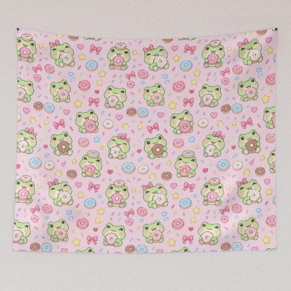 Item preview, Kawaii Frog Donut Pattern designed and sold by Soft Berry Studio.