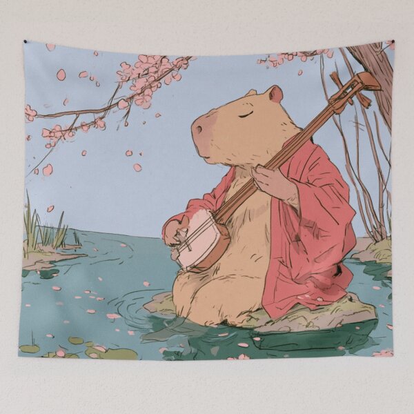 Item preview, Capybara Shamisen Sakura designed and sold by VelvetMeadow.
