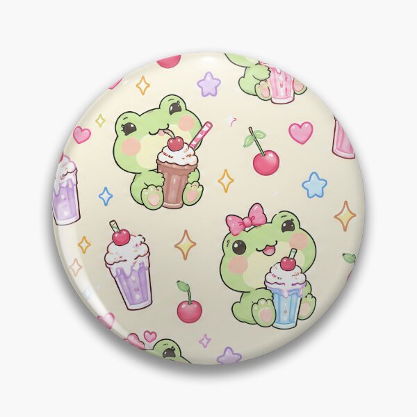 Item preview, Kawaii Frog Milkshake Pattern designed and sold by Soft Berry Studio.