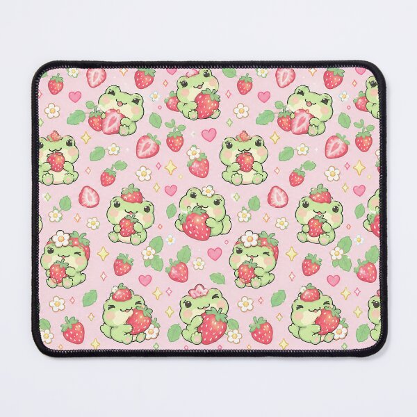 Item preview, Kawaii Frog Strawberry Pattern designed and sold by Soft Berry Studio.