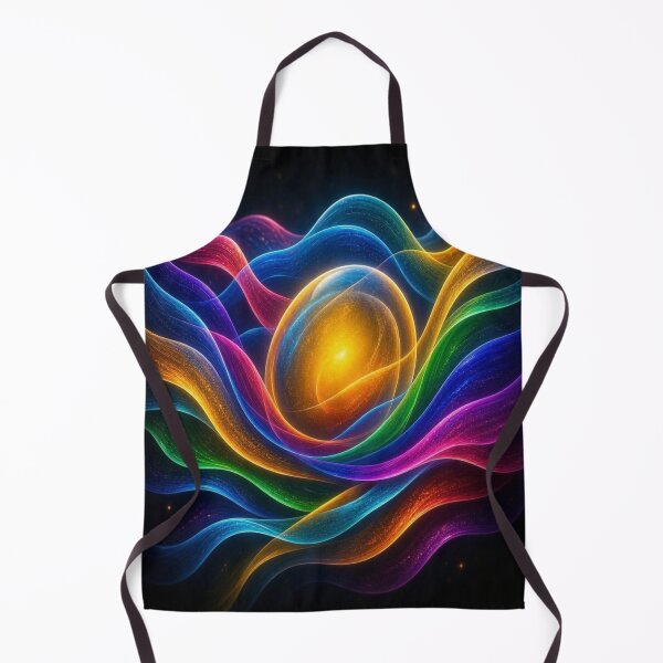 Item preview, Neon Abstract Energy Waves and Glowing Cosmic Orb Art designed and sold by Breezes-of-Ida.