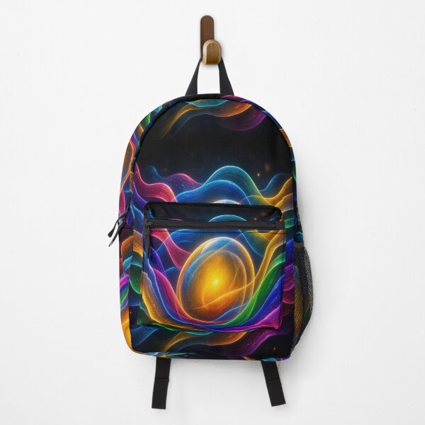 Item preview, Neon Abstract Energy Waves and Glowing Cosmic Orb Art designed and sold by Breezes-of-Ida.