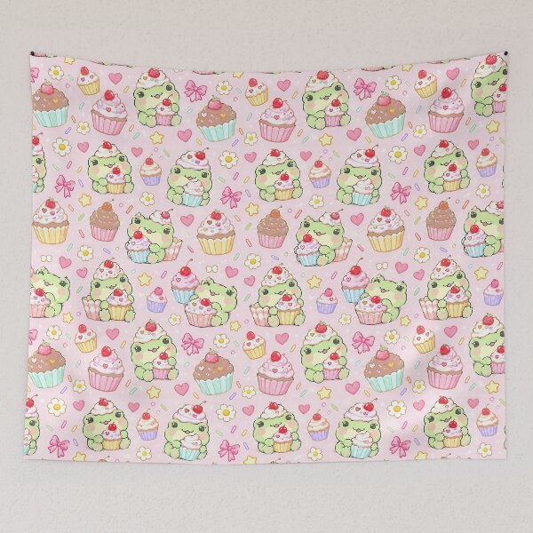 Item preview, Kawaii Frog Cupcake Pattern designed and sold by Soft Berry Studio.