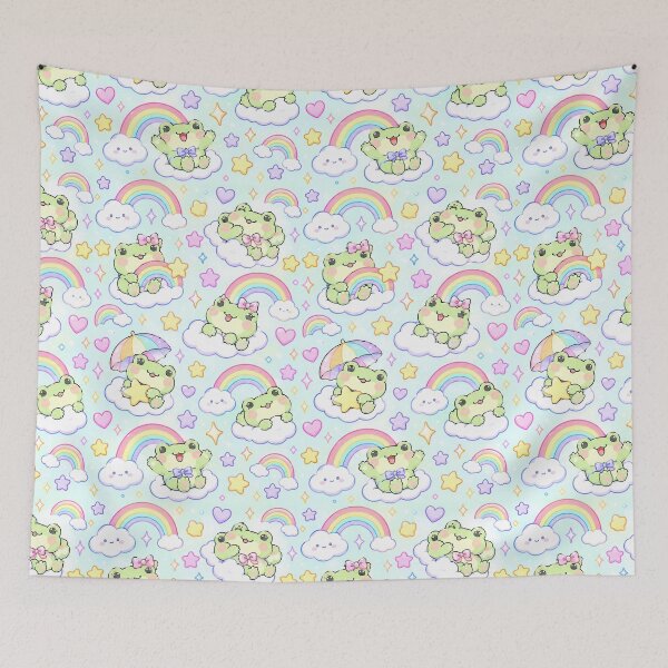 Item preview, Kawaii Frog Rainbow Pattern designed and sold by Soft Berry Studio.
