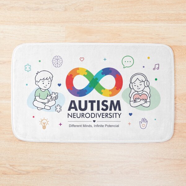Item preview, Autism Neurodiversity Awareness Banner with Colorful Infinity Symbol, Children and Inclusive Icons designed and sold by JrNergal.