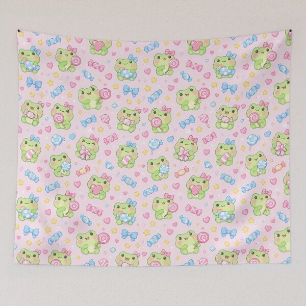 Item preview, Kawaii Frog Candy Pattern designed and sold by Soft Berry Studio.
