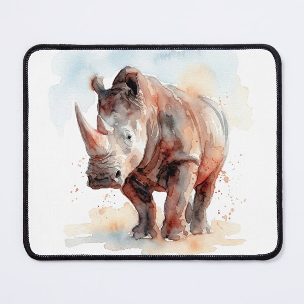Item preview, Vibrant Rhinoceros Watercolor Wildlife Art designed and sold by caracatita75.
