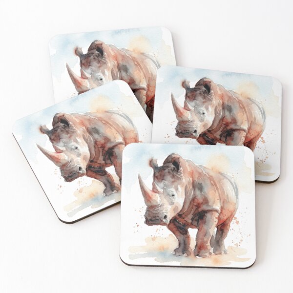 Item preview, Vibrant Rhinoceros Watercolor Wildlife Art designed and sold by caracatita75.