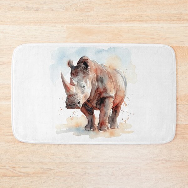 Item preview, Vibrant Rhinoceros Watercolor Wildlife Art designed and sold by caracatita75.