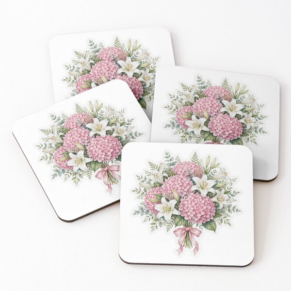 Item preview, Pink Hydrangea and Lily Bouquet | Vintage Botanical Floral Illustration | Cottagecore Sticker designed and sold by FineLineBotanical .