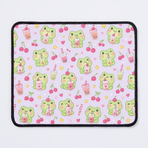 Item preview, Kawaii Frog Cherry Drink Pattern designed and sold by Soft Berry Studio.