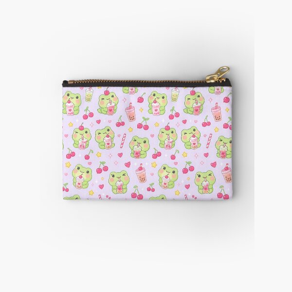 Item preview, Kawaii Frog Cherry Drink Pattern designed and sold by Soft Berry Studio.